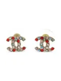 CHANEL Pre-Owned 2004 CC-logo crystal earrings - Gold