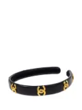 CHANEL Pre-Owned 1990-2000s interlocking CC leather headband - Black