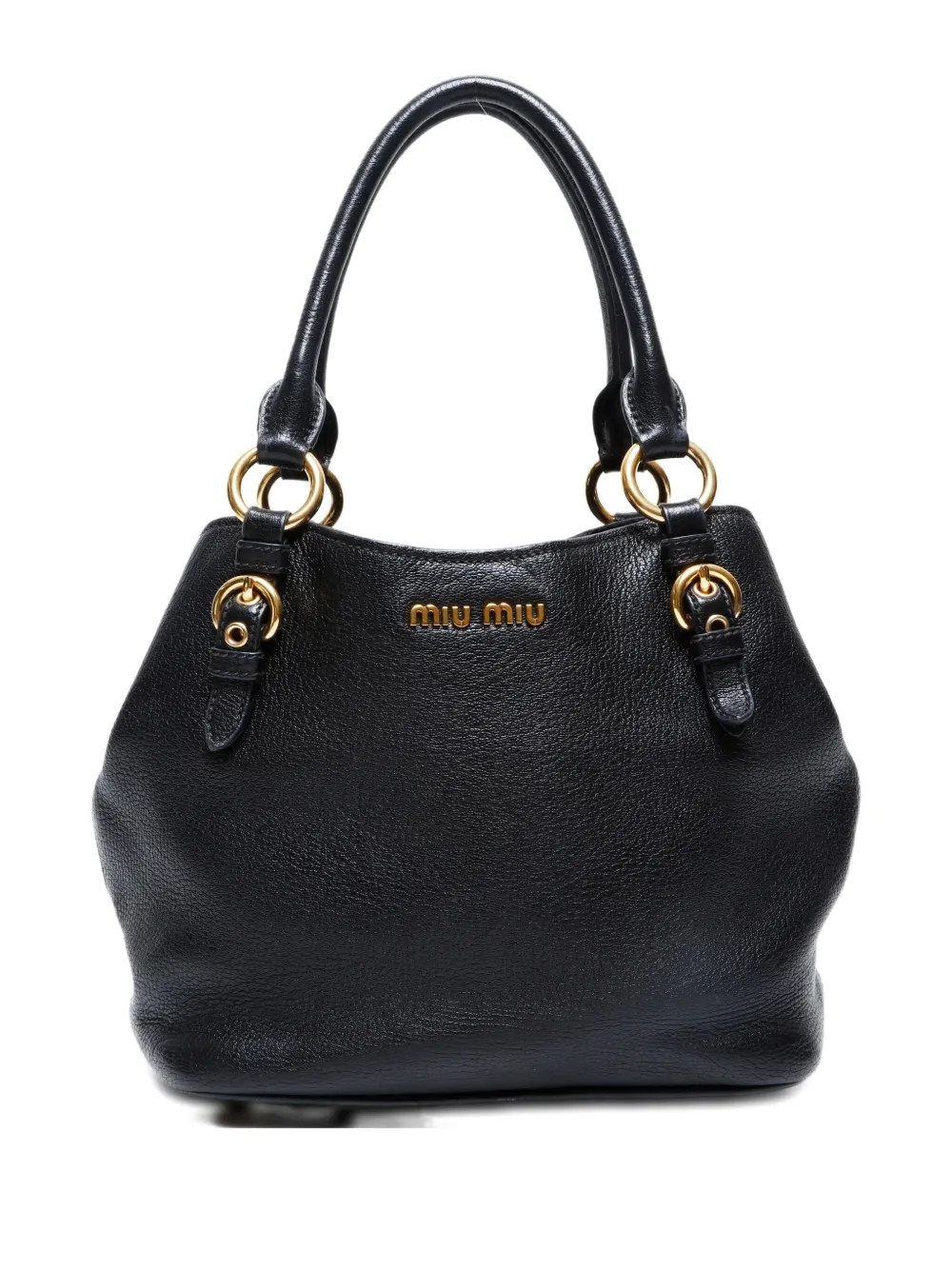 Pre-owned Miu Miu 2010s Madras Leather Handbag In Black