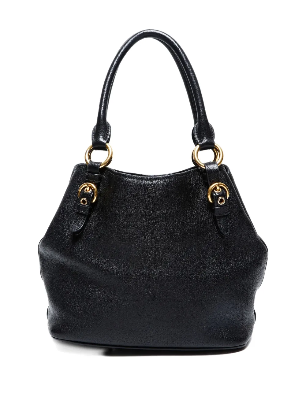 Pre-owned Miu Miu 2010s Madras Leather Handbag In Black