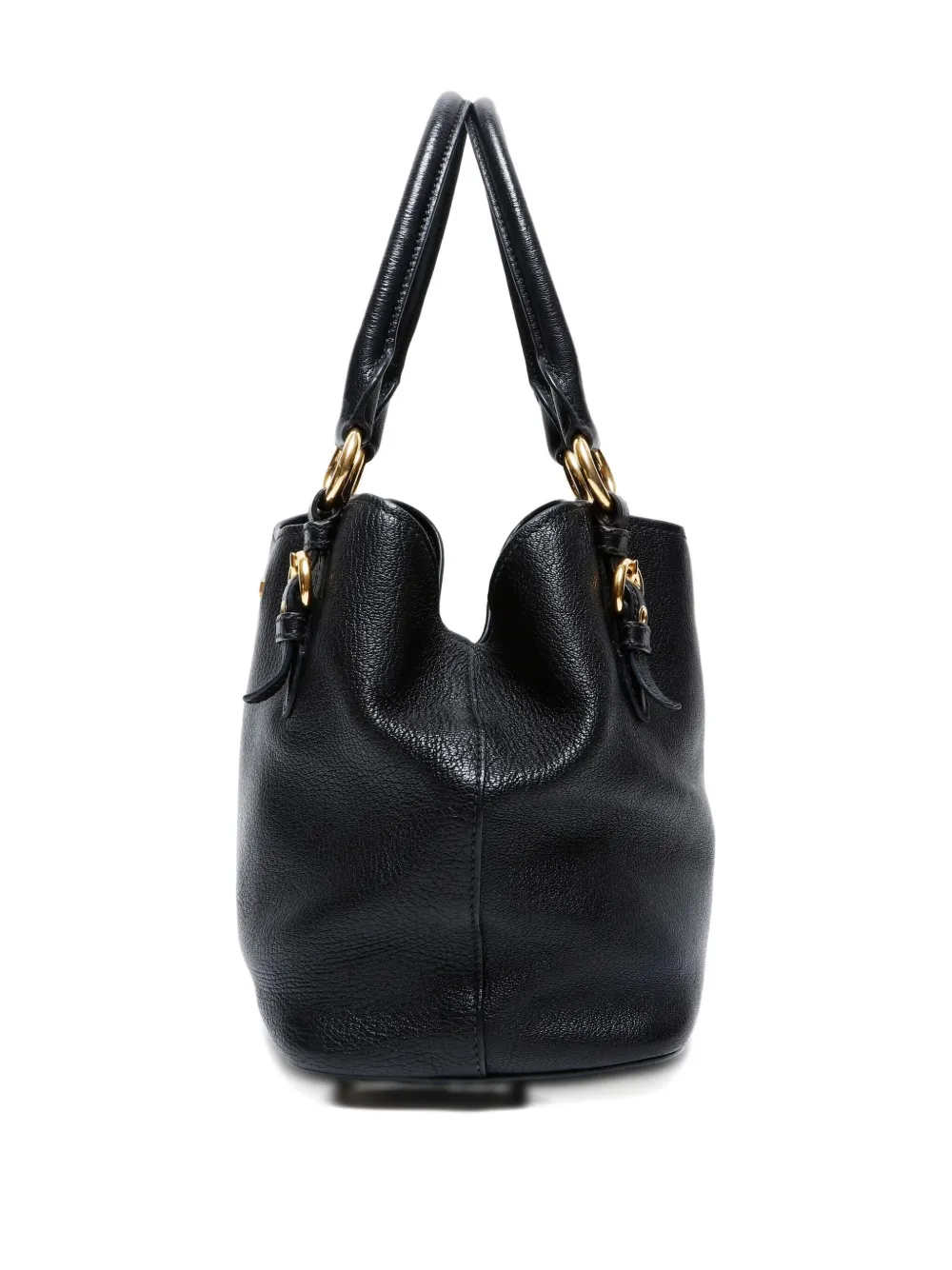 Pre-owned Miu Miu 2010s Madras Leather Handbag In Black