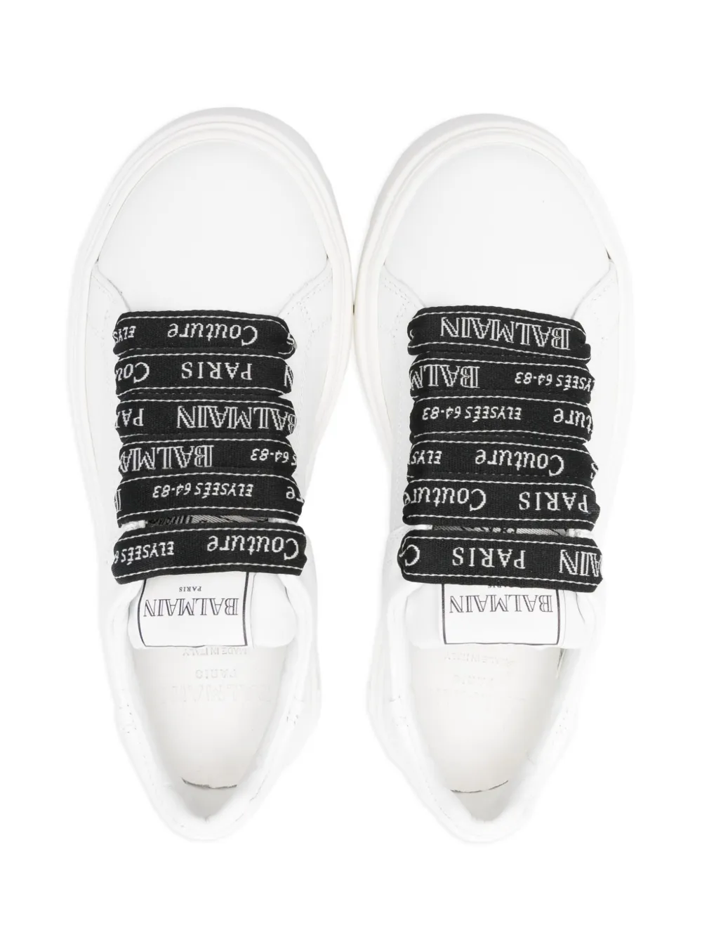 Balmain Kids logo-laces leather sneakers White