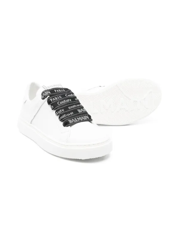 Balmain Kids logo-laces Leather Sneakers White FARFETCH ID