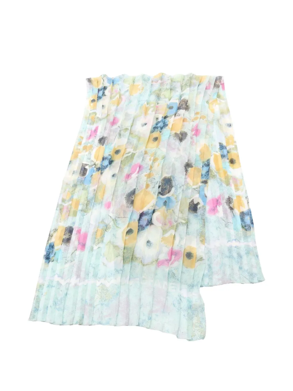 1986-1988 pleated floral-print silk scarf