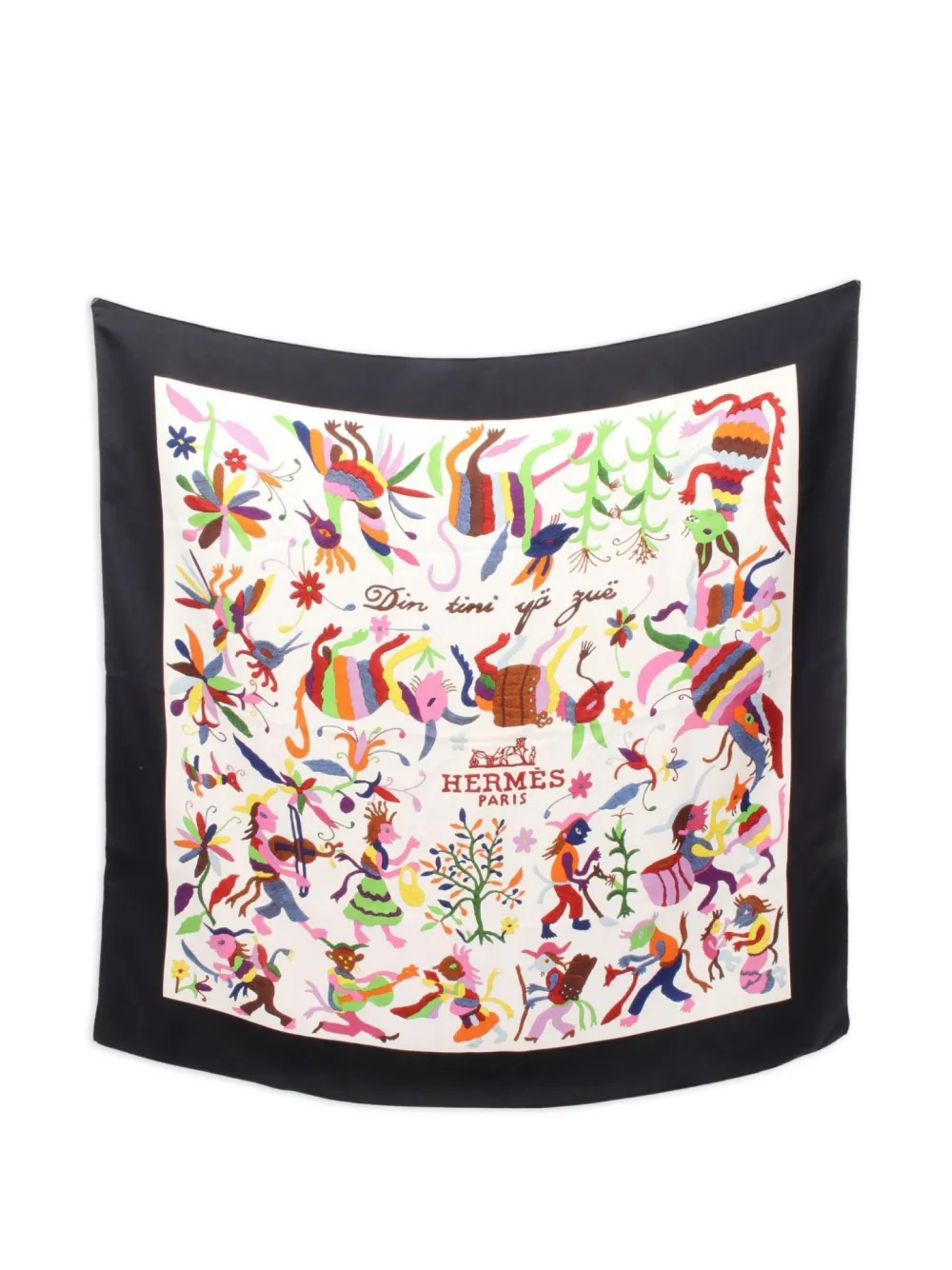 2000s Carres floral-print silk scarf