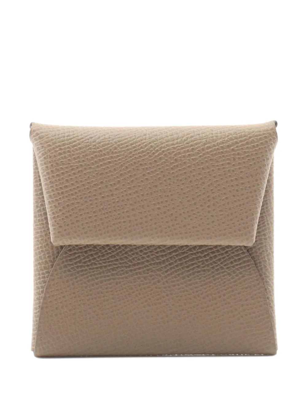 Pre-owned Hermes 2024 Bastia Leather Coin Purse In Neutral