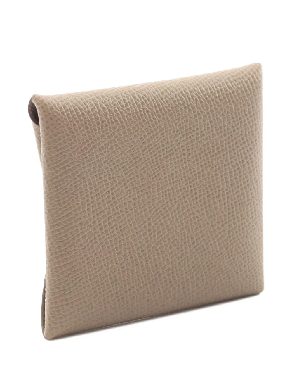 Pre-owned Hermes 2024 Bastia Leather Coin Purse In Neutral