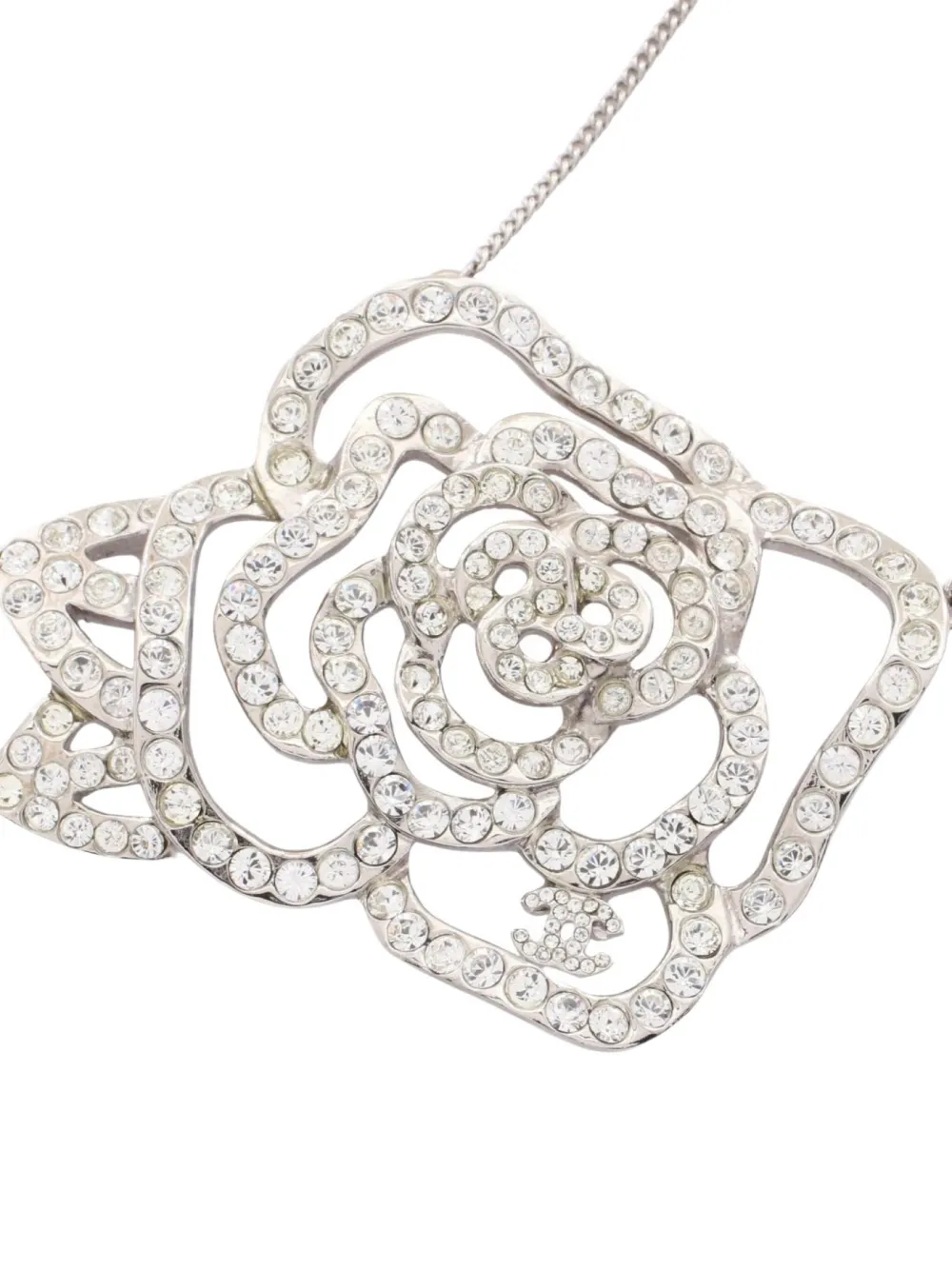 1986-1988 Camellia Coco Mark rhinestone-embellished necklace