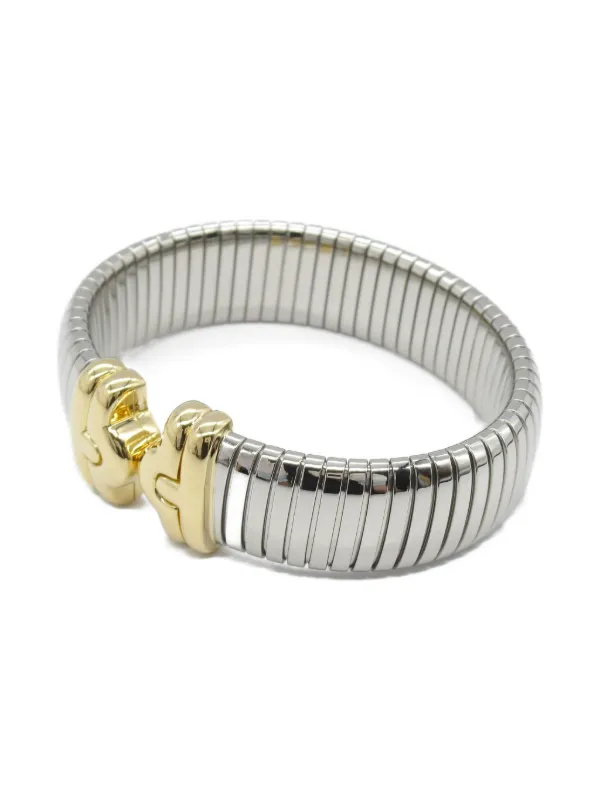 Bvlgari Pre-Owned Steel Ribbed ブレスレット 18Kゴールド | シルバー 