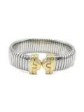Bvlgari Pre-Owned 18kt Gold Steel Ribbed bracelet - Silver