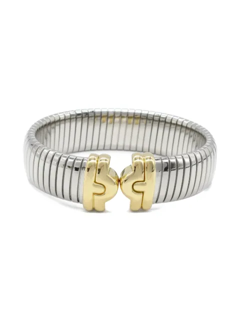 Bvlgari Pre-Owned 18kt Gold Steel Ribbed bracelet