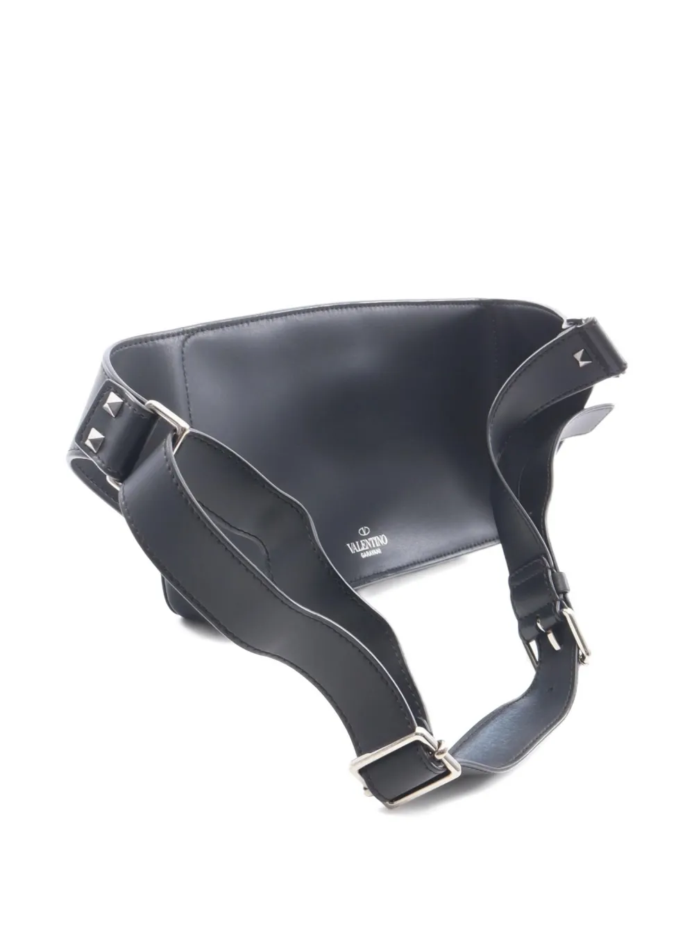 Pre-owned Valentino Garavani 2000 Small Logo-print Belt Bag In Black