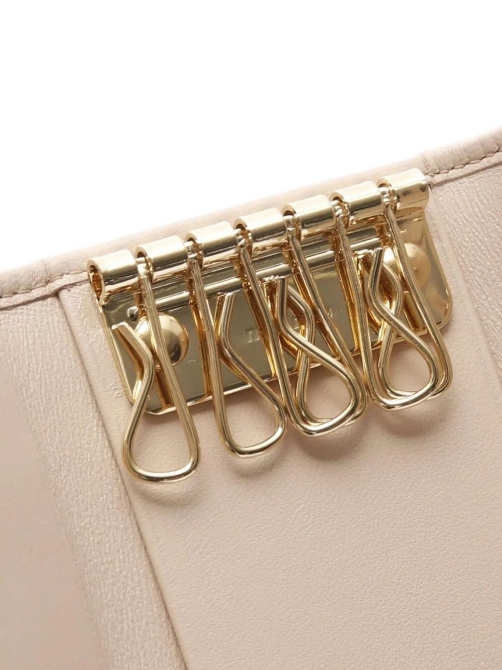 Pre-owned Miu Miu 2020s Matelasse Leather Key Case In Neutral