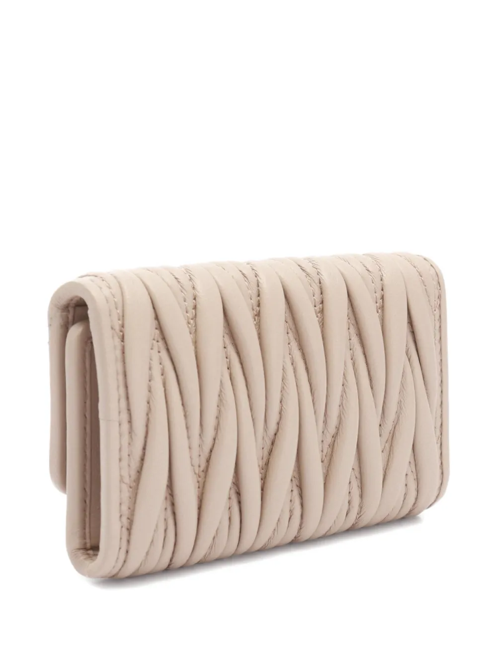 Pre-owned Miu Miu 2020s Matelasse Leather Key Case In Neutral