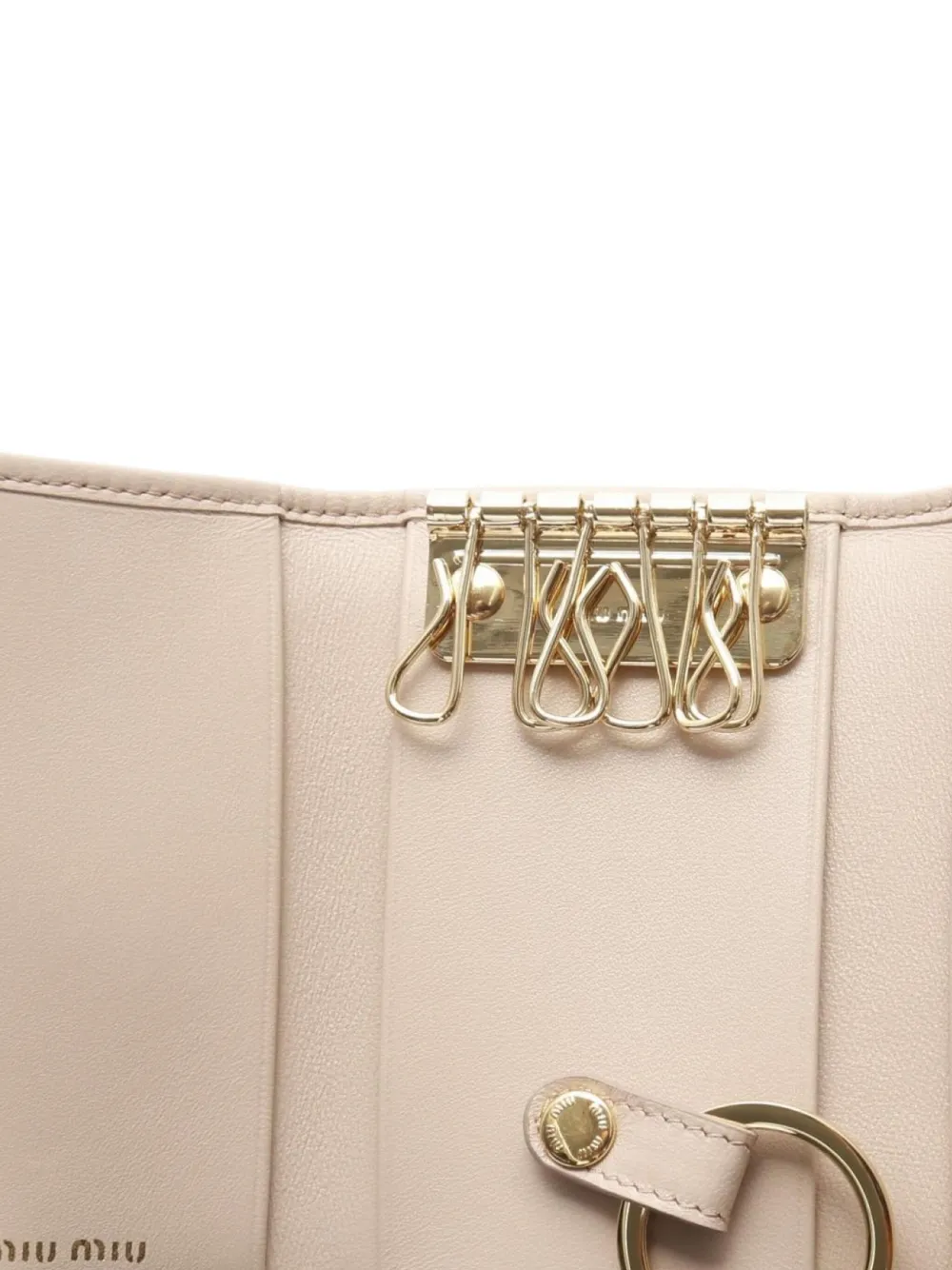 Pre-owned Miu Miu 2020s Matelasse Leather Key Case In Neutral