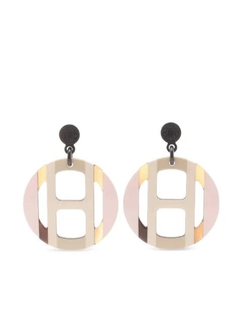 Hermès Pre-Owned 2010s Orb buffalo horn earrings
