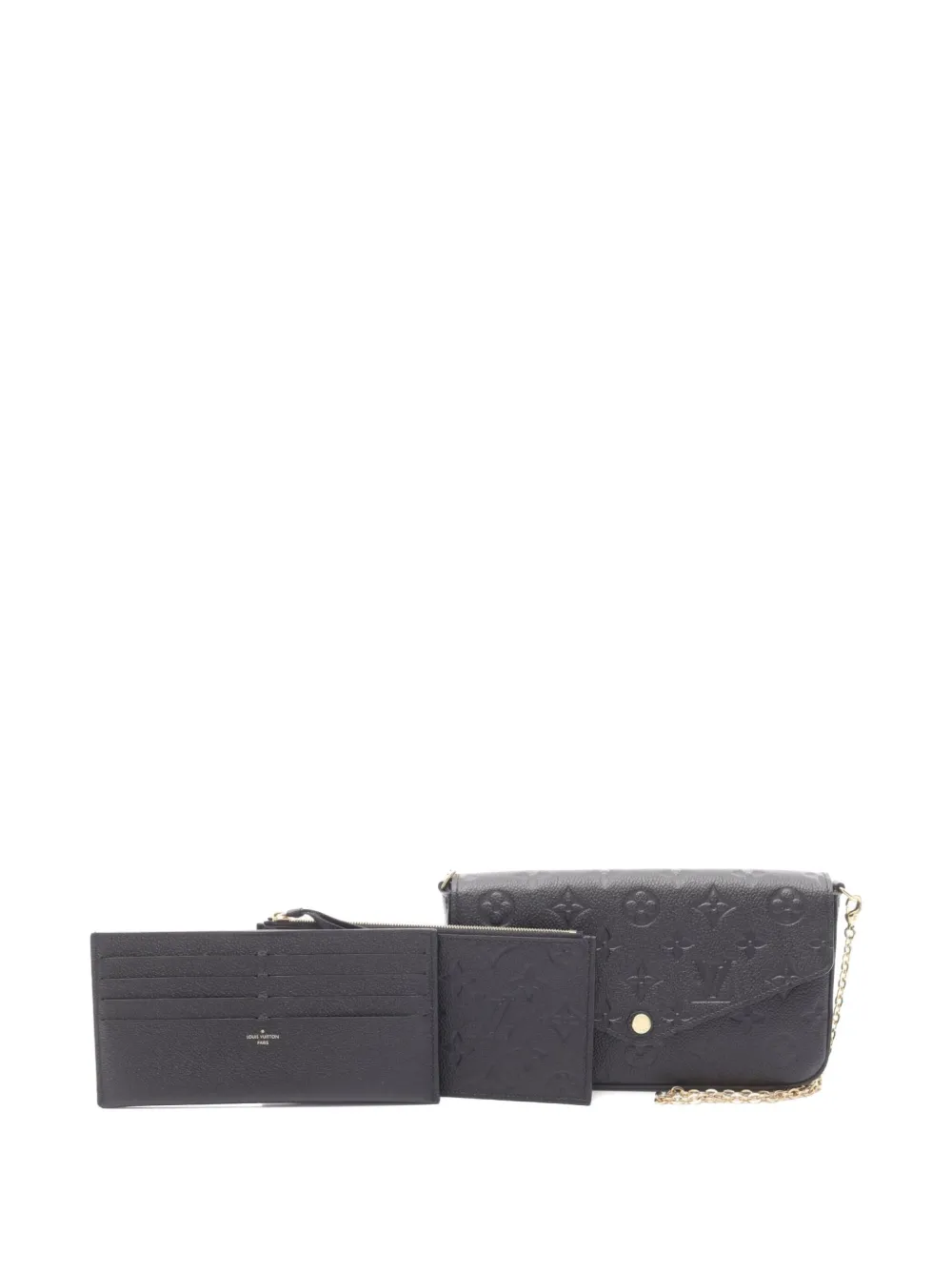 Pre-owned Louis Vuitton 2019 Monogram Empreinte Chain Wallet In Black