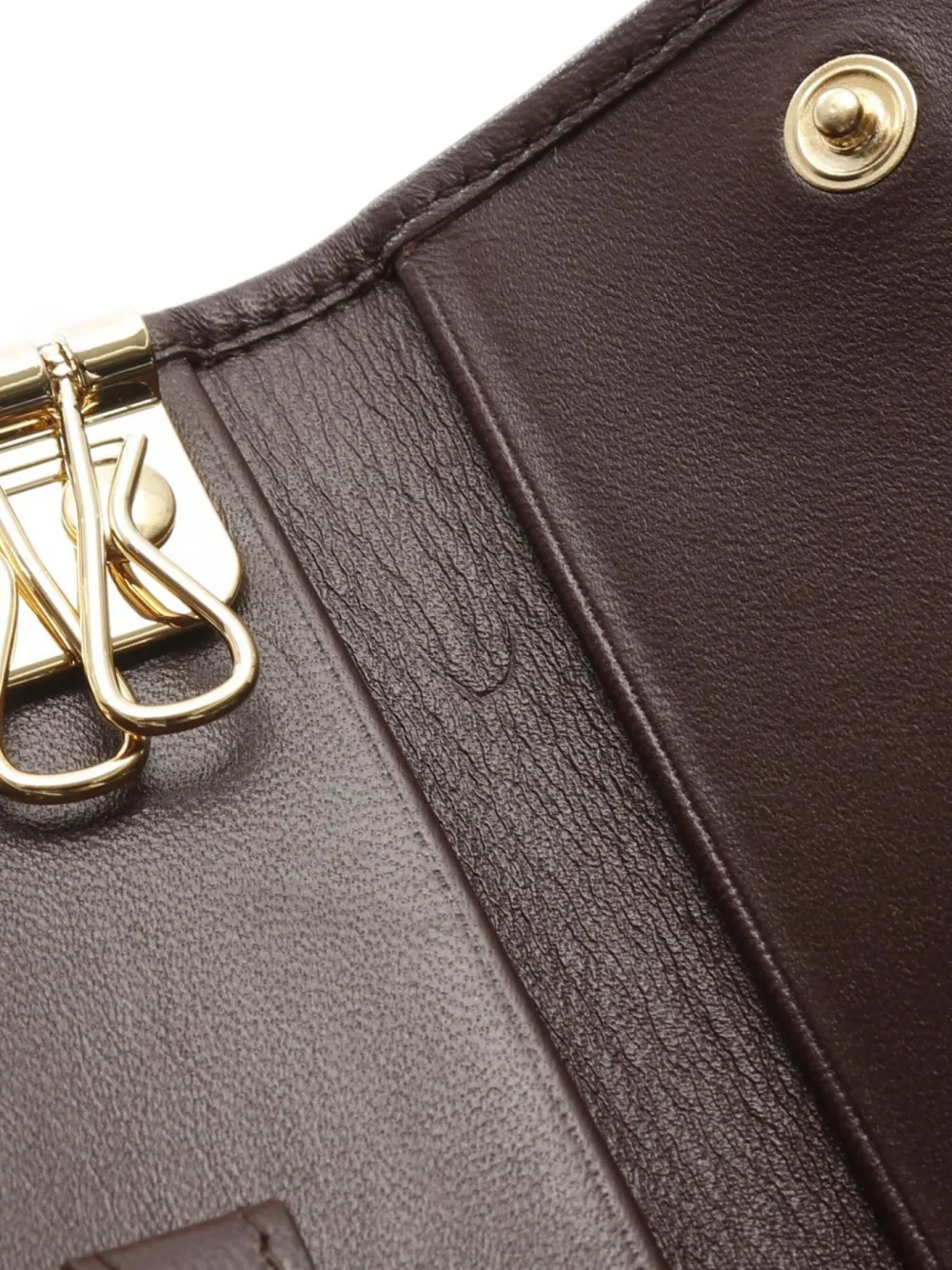 Pre-owned Miu Miu 2020s Matelasse Leather Key Case In Brown