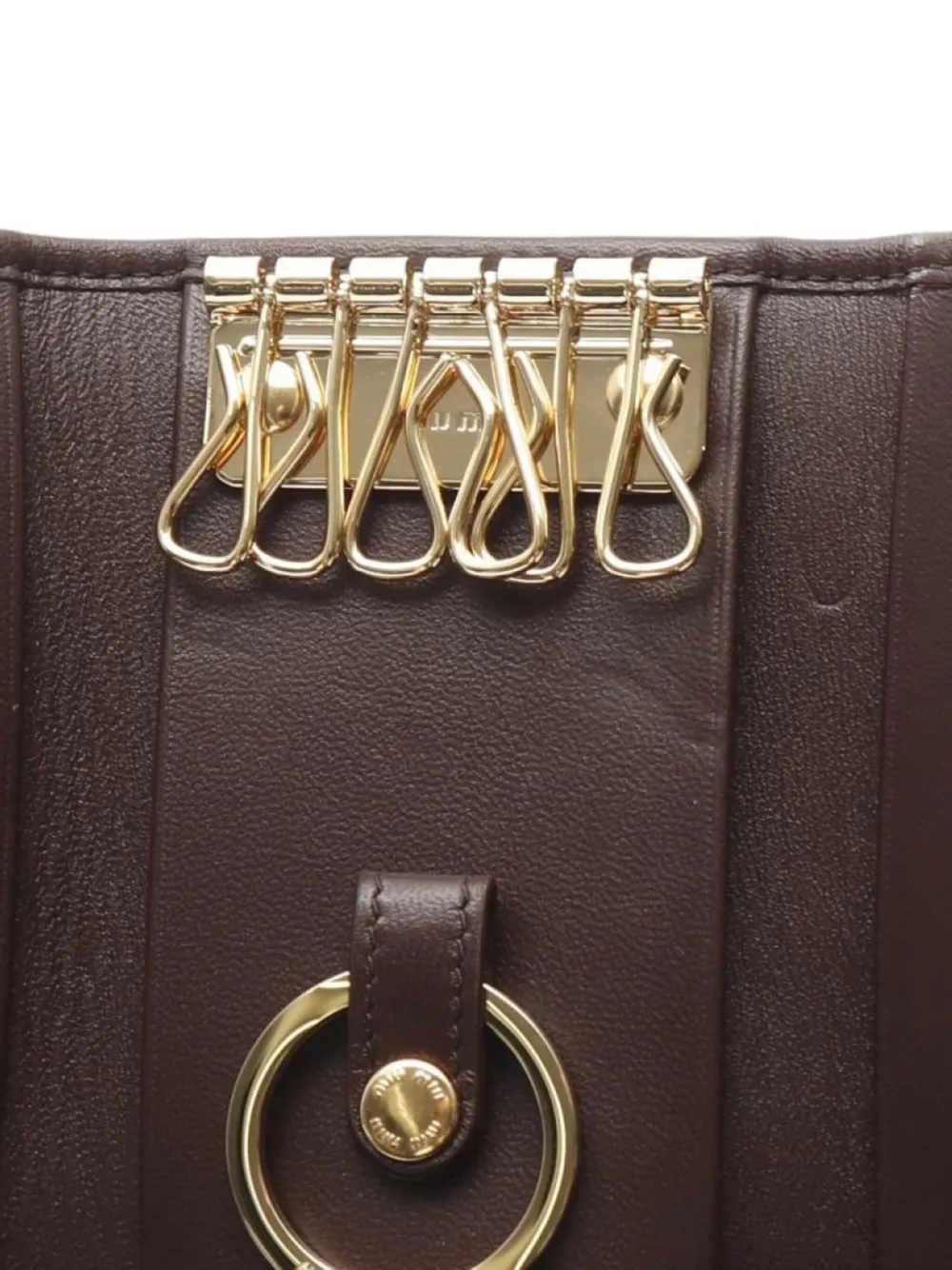 Pre-owned Miu Miu 2020s Matelasse Leather Key Case In Brown