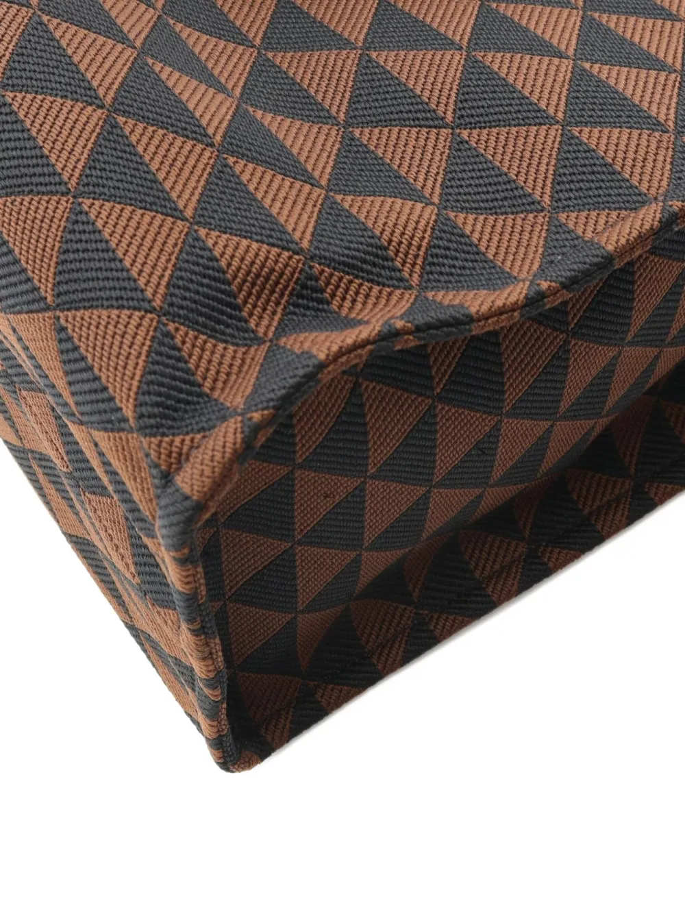 Pre-owned Prada 2020 Large Triangle-pattern Tote Bag In Brown