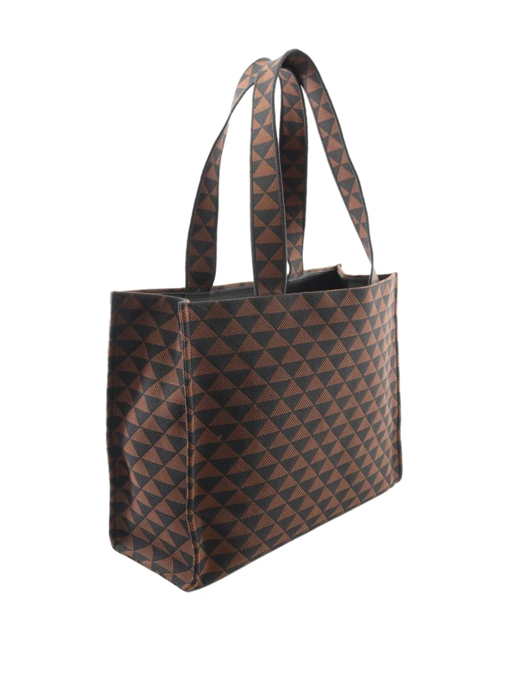 Pre-owned Prada 2020 Large Triangle-pattern Tote Bag In Brown