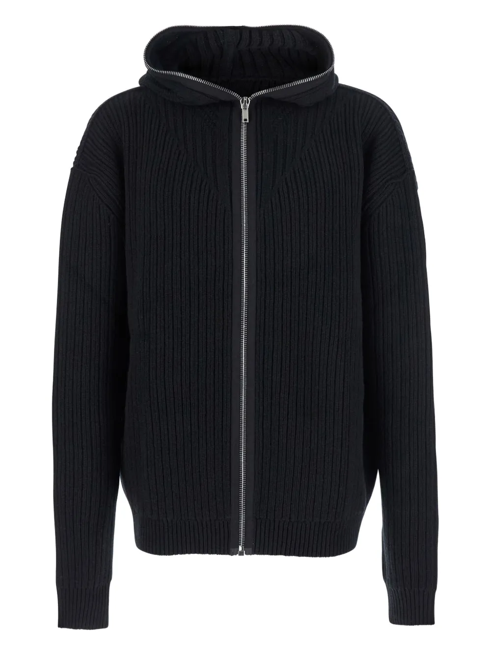 Rick Owens Geribbelde hoodie met rits Zwart