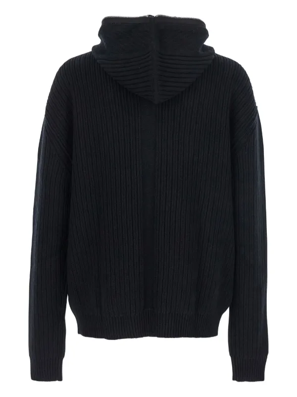 rick owens カシミヤ　100%ニットパーカー Rick Owens Ribbed zip-front Hoodie | Black | FARFETCH