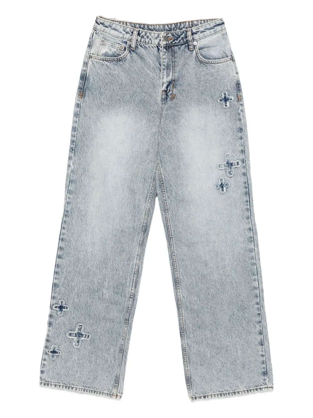 Ksubi cross-embroidered cotton jeans Blauw
