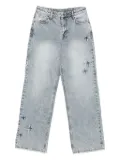 Ksubi cross-embroidered cotton jeans - Blue