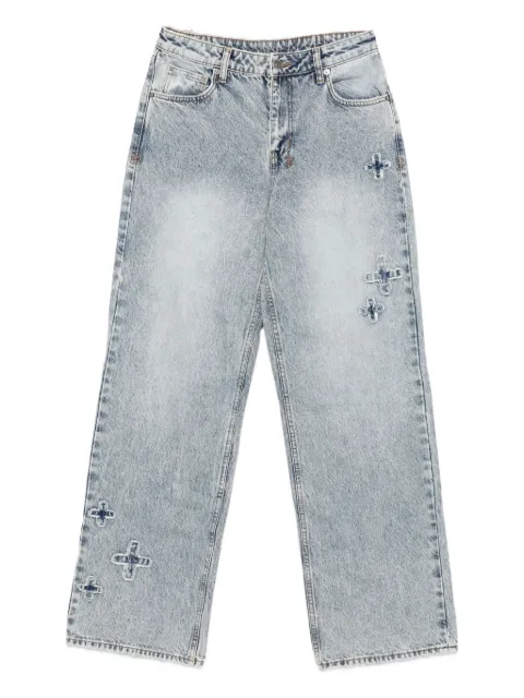 Ksubi cross-embroidered cotton jeans