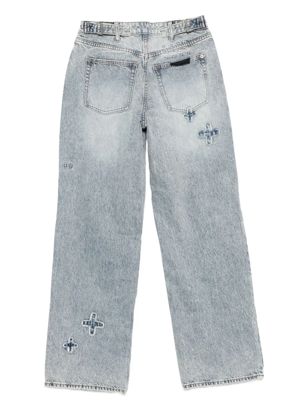 Ksubi cross-embroidered cotton jeans - Blauw
