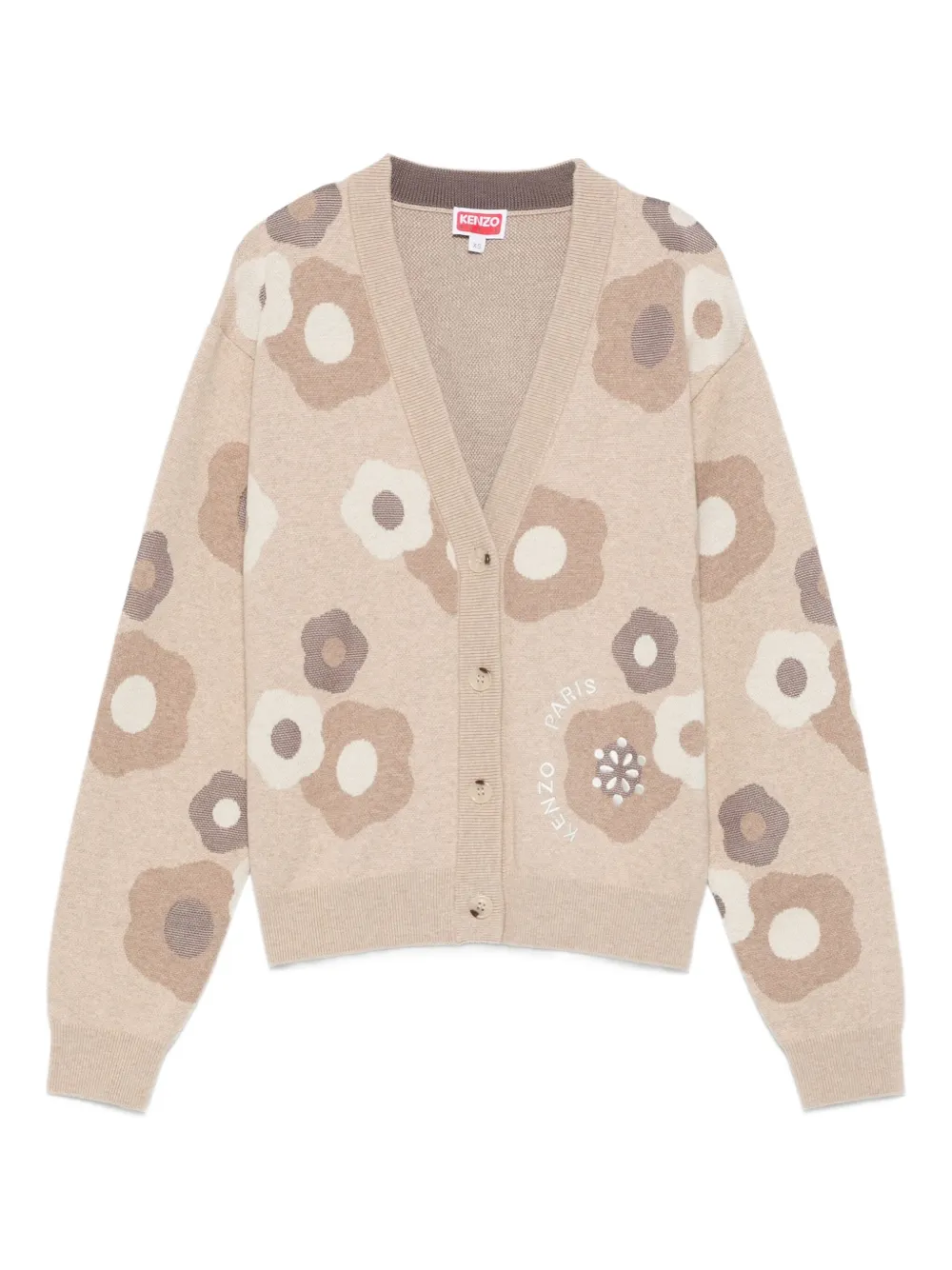 Kenzo Vest met bloemenprint en knopen Beige