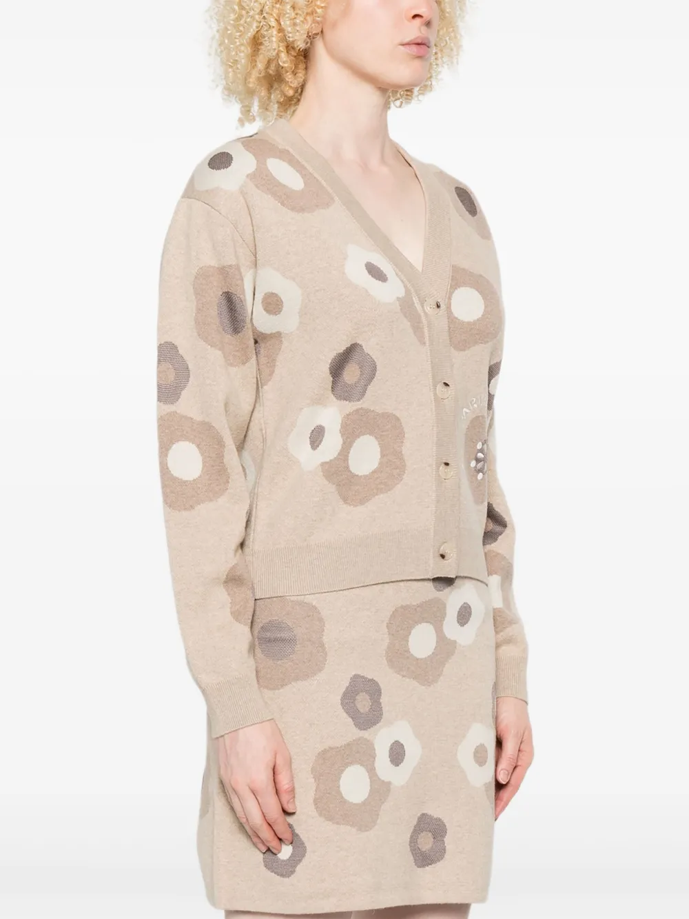 Kenzo Vest met bloemenprint en knopen Beige