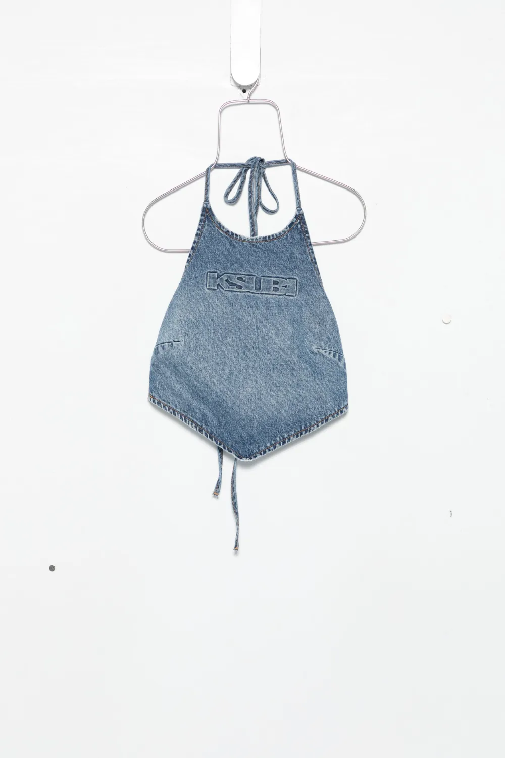 Ksubi Bolt tie-neck denim top - Blu
