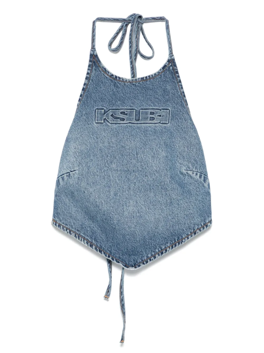 Bolt tie-neck denim top