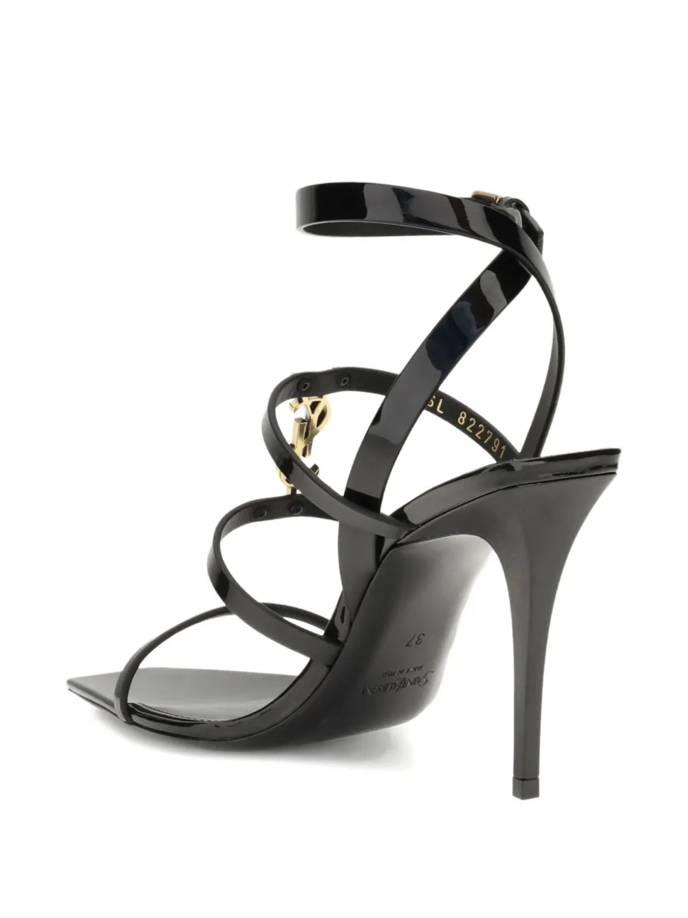 Saint Laurent 90mm Cassandra Logo-plaque Sandals In Black