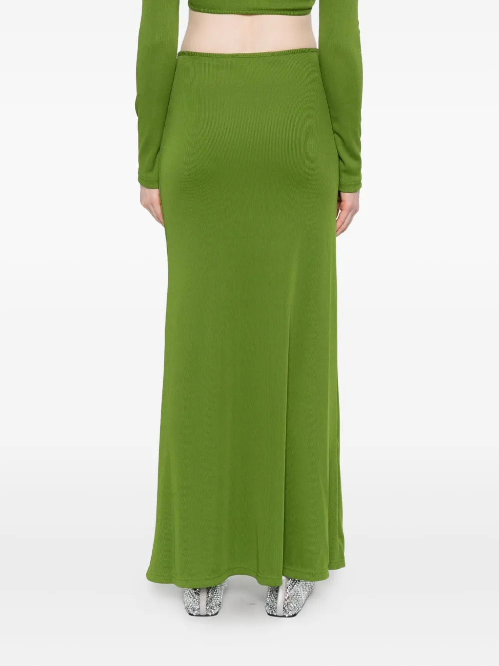 Christopher Esber ribbed gathered-effect skirt - Groen