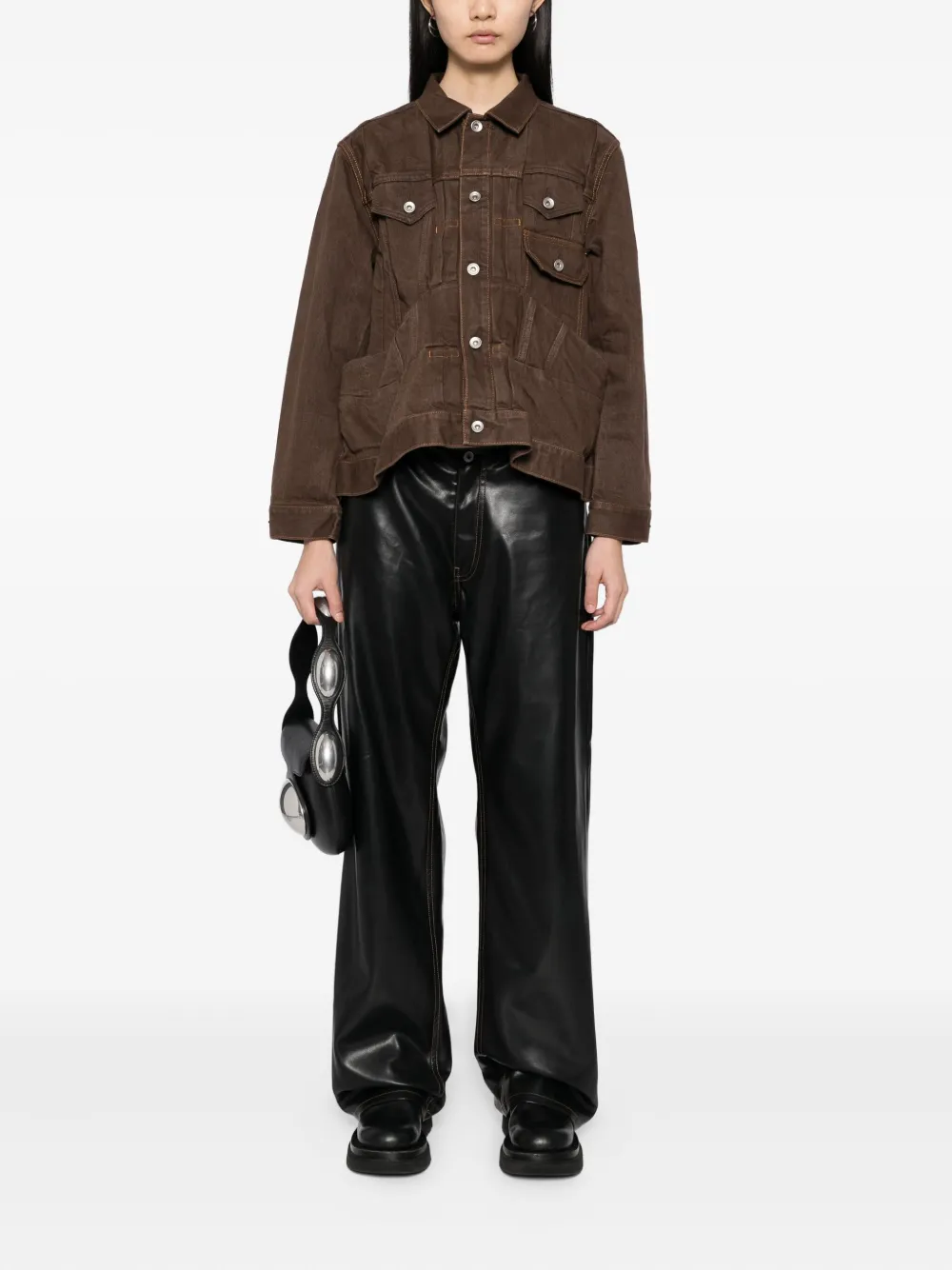 sacai Katoenen spijkerjack Bruin