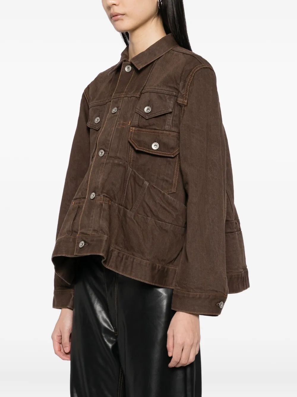 sacai Katoenen spijkerjack Bruin