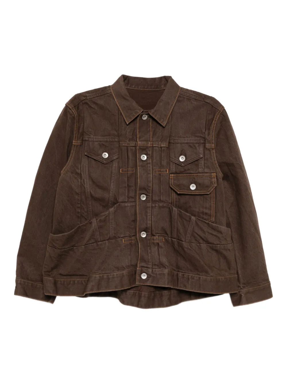 sacai cotton denim jacket | Brown | Image 1