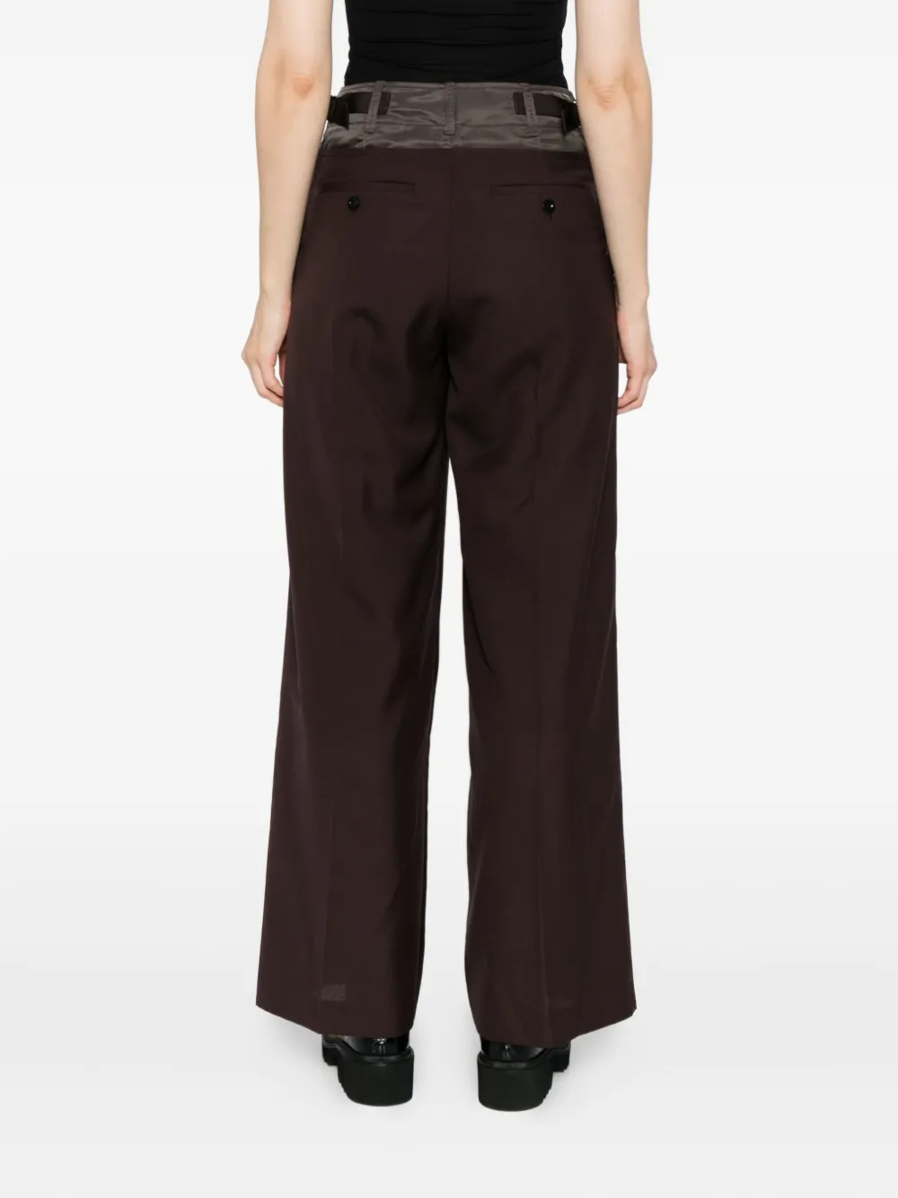 sacai Contrast broek met tailleband Bruin