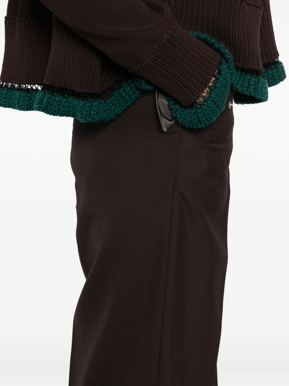 sacai Contrast broek met tailleband Bruin