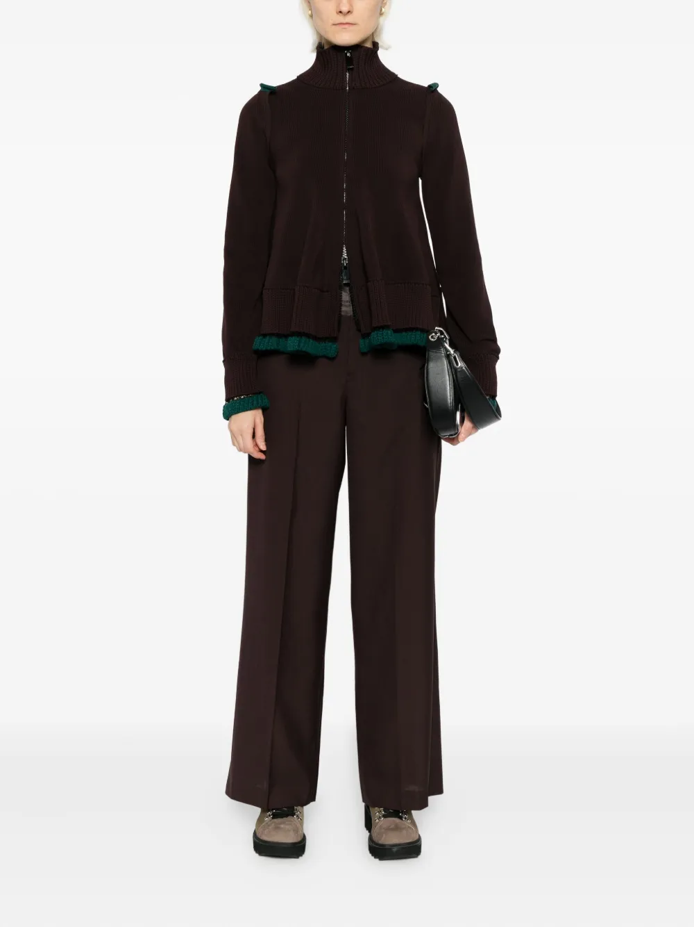 Sacai Contrast waistband trousers - Bruin