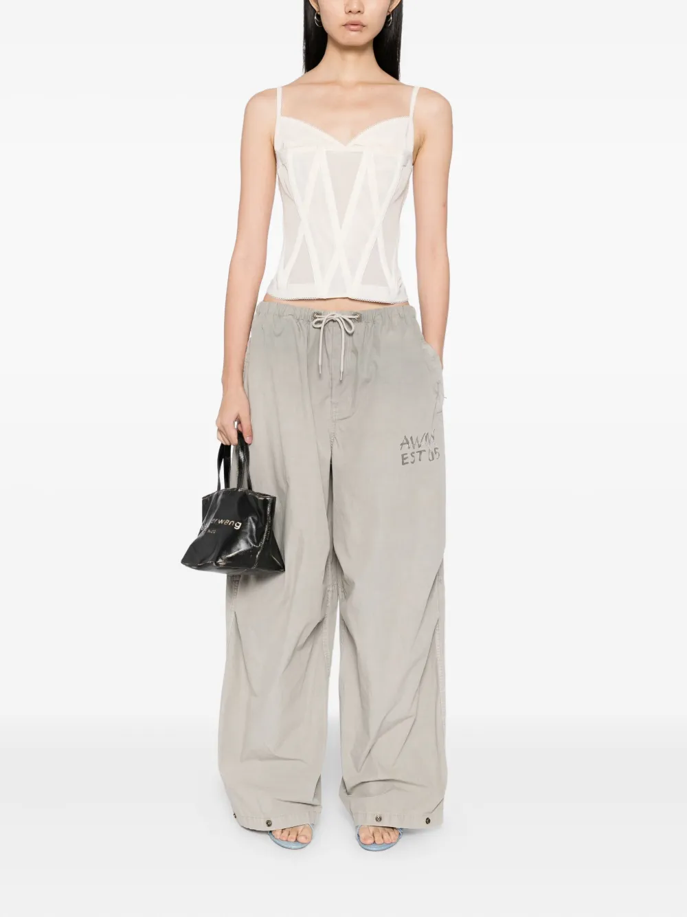 Alexander Wang Broek met geborduurd logo Grijs