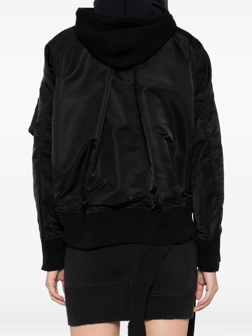 sacai twill hoodie Zwart