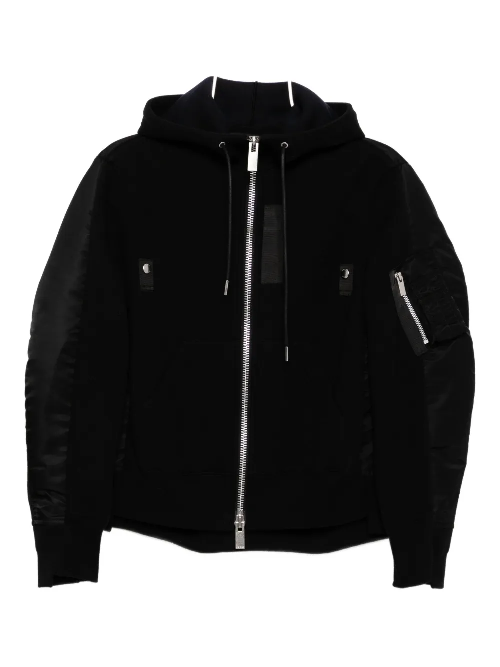Sacai Twill Hoodie In Black