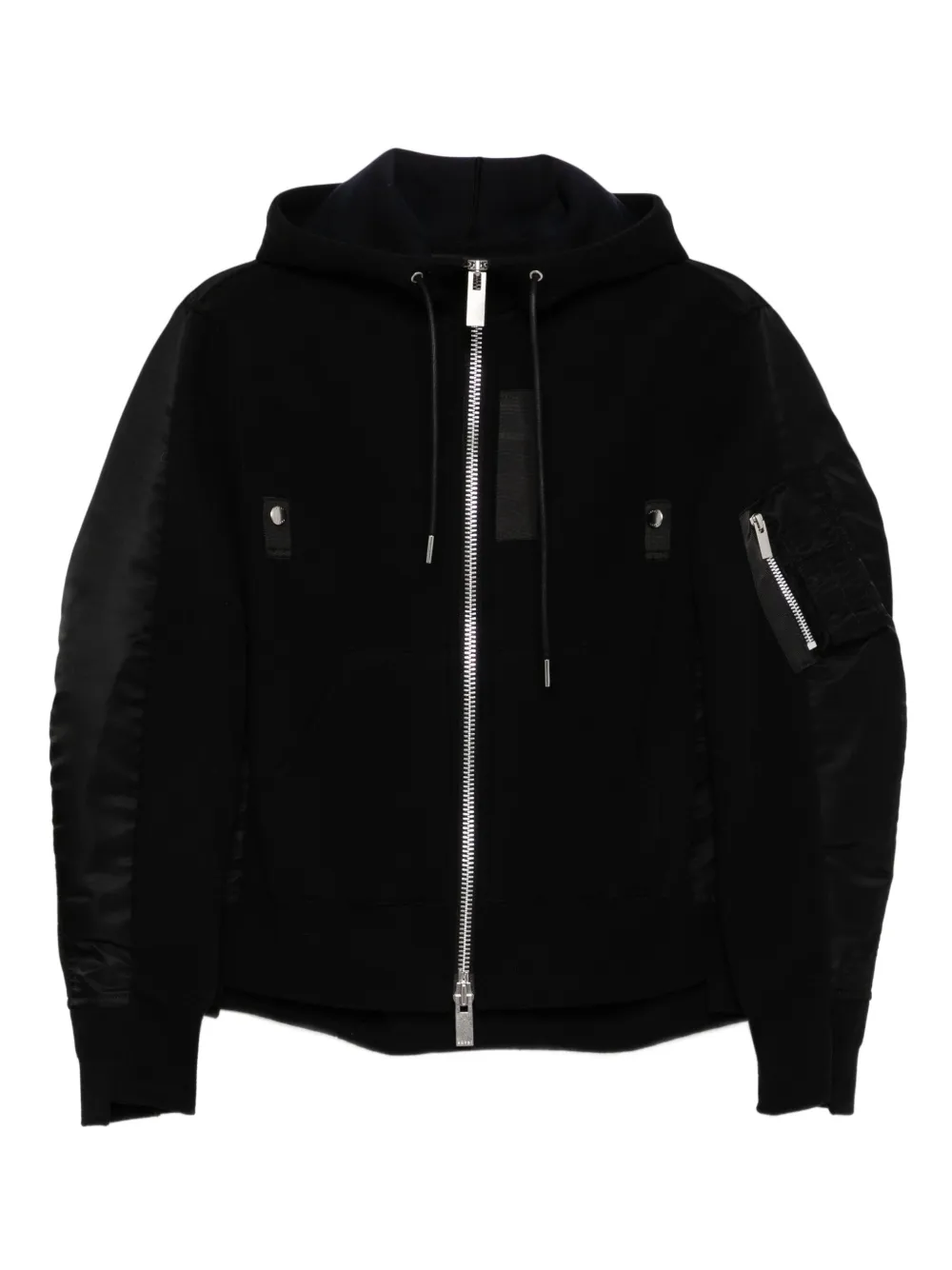 Sacai twill hoodie Zwart
