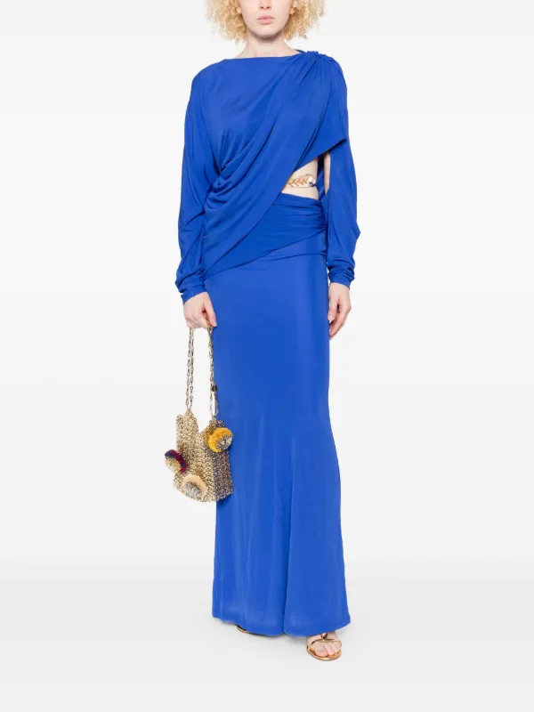 Christopher Esber Encased Nature Draped One-shoulder Dress - Blue
