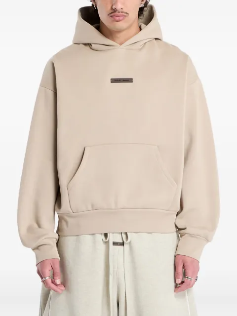 FEAR OF GOD ESSENTIALS logo-plaque pouch-pocket hoodie