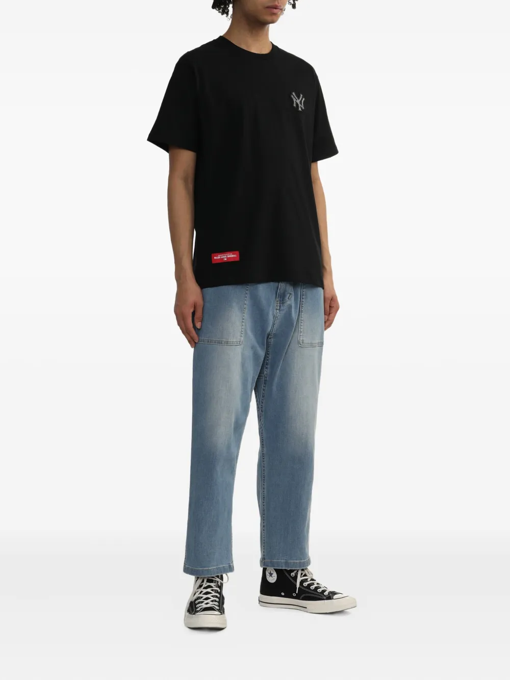 NEW ERA CAP rhinestone-embellished logo T-shirt - Zwart